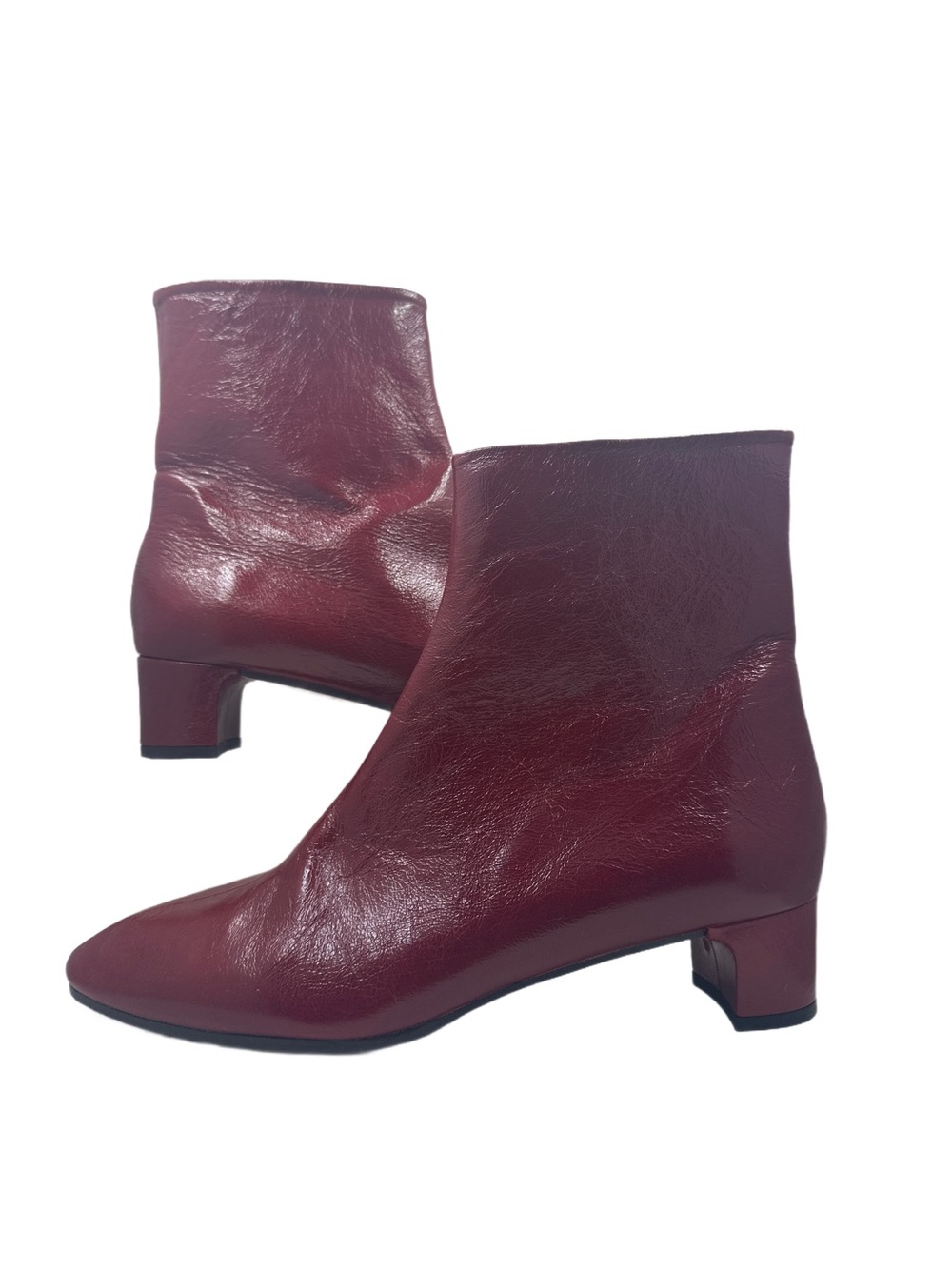 Zara Basic Burgundy Ankle Boots Block Heel EU 41 Never Worn